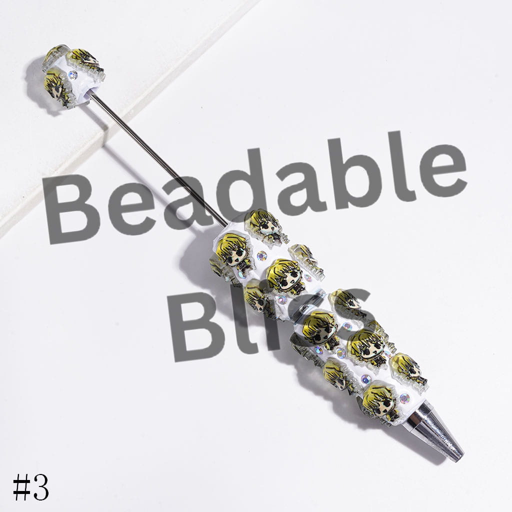Beadable Clay Pens with Japanese Cosplay Character Series and AB Rhinestones