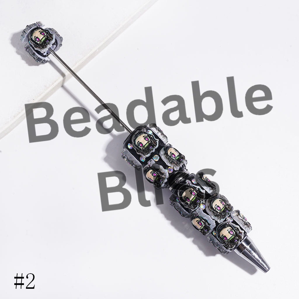 Beadable Clay Pens with Japanese Cosplay Character Series and AB Rhinestones