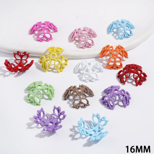 Delicate Butterfly-Shaped Alloy Bead Cap Cages, 16MM, Multicolor Random Mix (They Fit 16MM Beads)