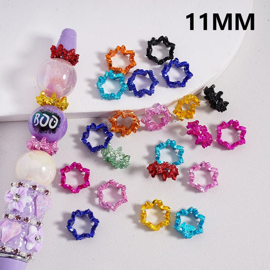 Solid Color Colorful Mini Butterfly Alloy Spacer Beads 11mm Random Mix  (Big Hole 100 pcs)