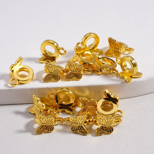 Gold Alloy cute Butterfly Bail Beads Pendants and Jewelry Accessory 10mm