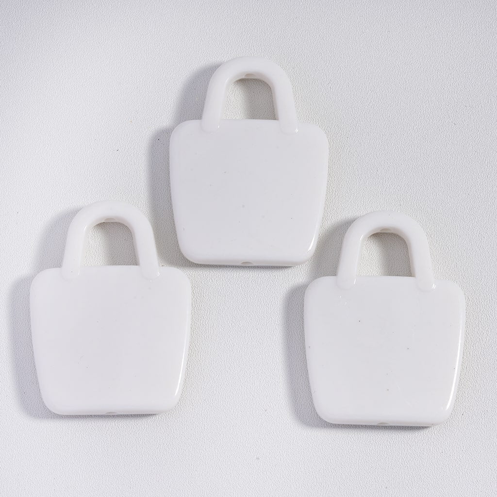 Cute Handbag Shape White Acrylic Beads 50*37MM