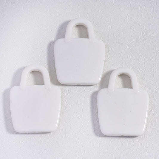Cute Handbag Shape White Acrylic Beads 50*37MM