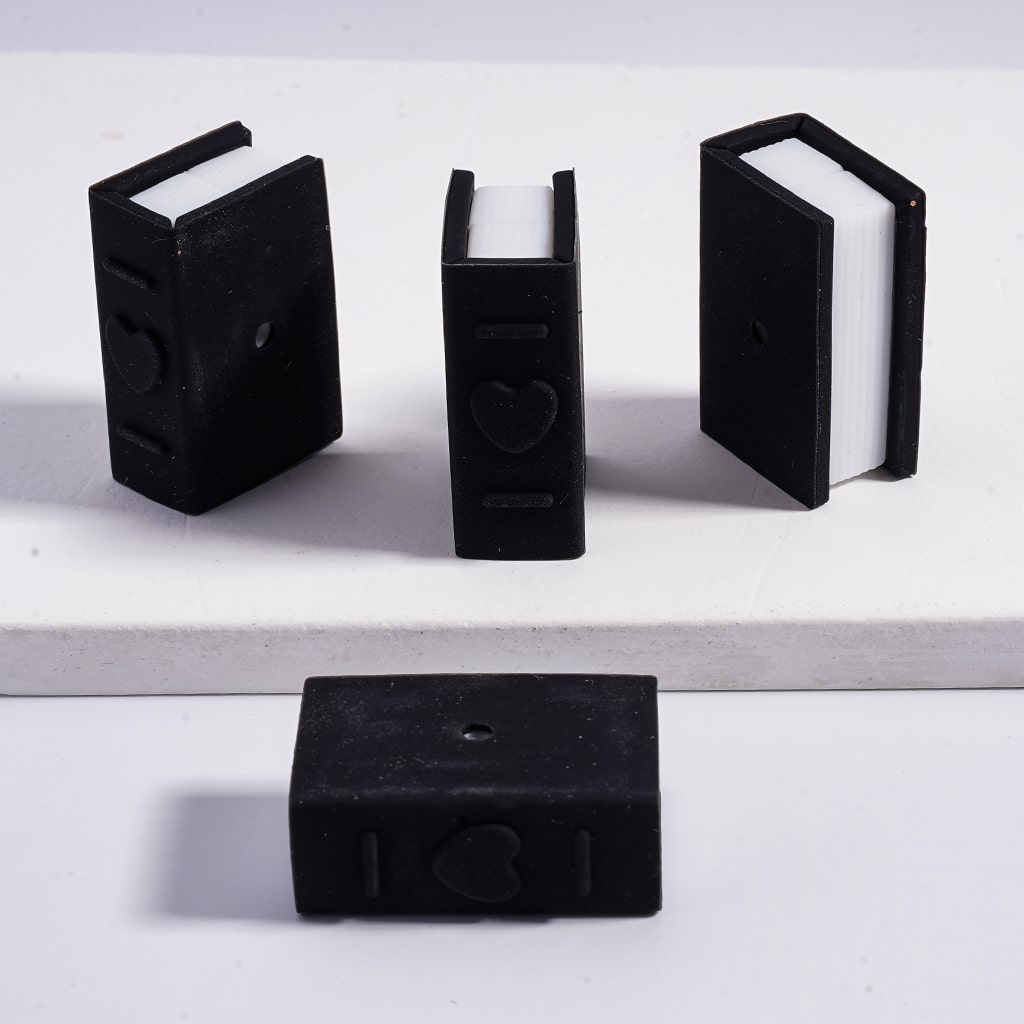 3D Mini Book Silicone Focal Beads Solid Color with Heart Print