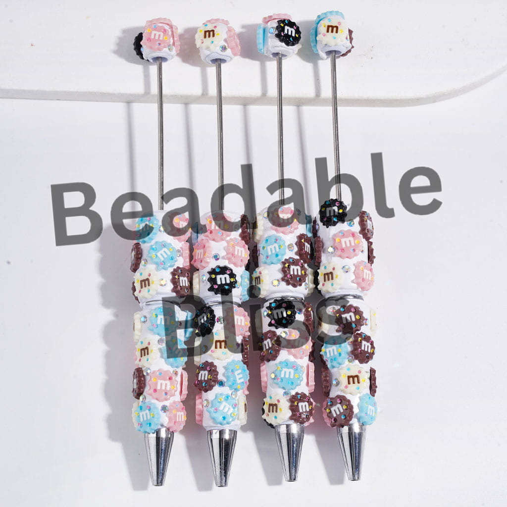Beadable Clay Pens with Assorted Colors Dessert Cookie and AB Rhinestones