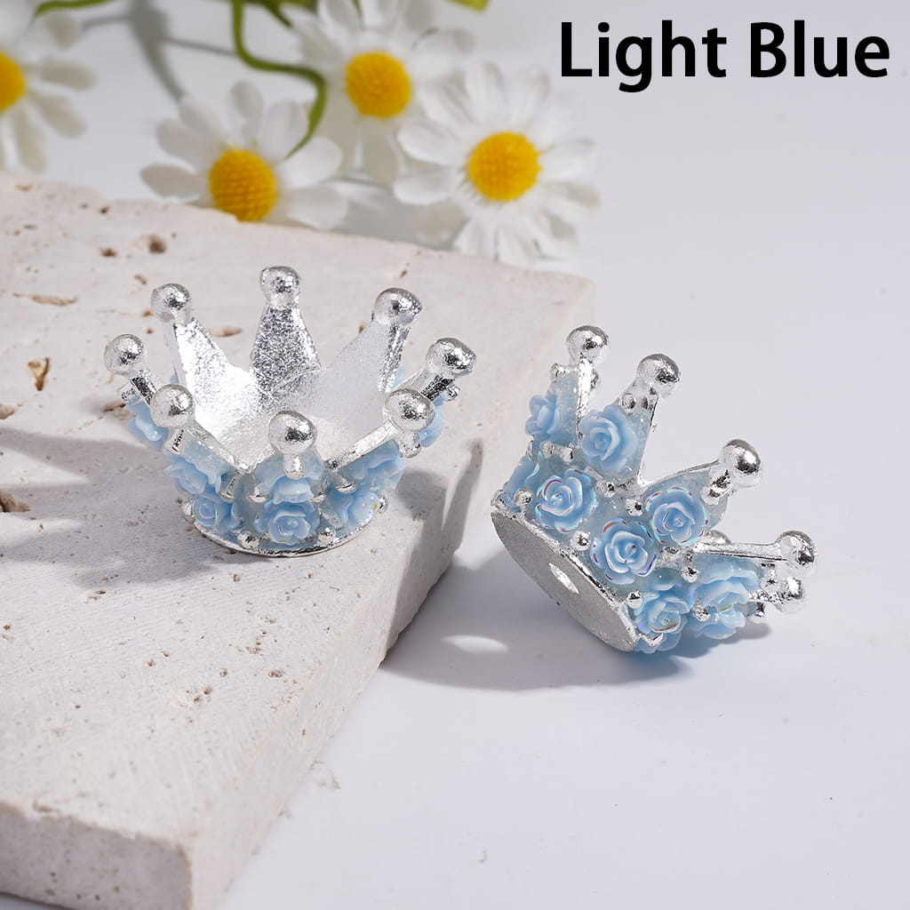 Luminous Rose Flowers Silver Color Crown Shape Metal Beads 17*31MM