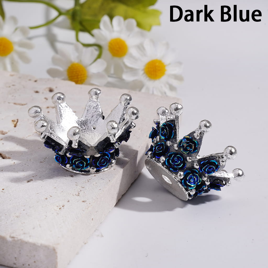 Luminous Rose Flowers Silver Color Crown Shape Metal Beads 17*31MM