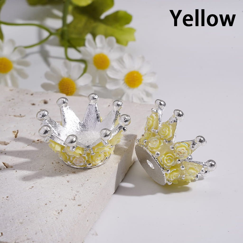 Luminous Rose Flowers Silver Color Crown Shape Metal Beads 17*31MM