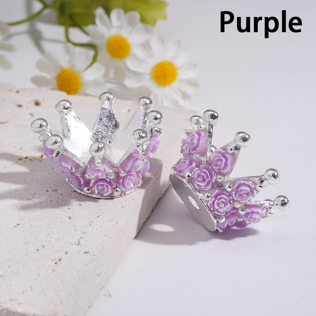 Luminous Rose Flowers Silver Color Crown Shape Metal Beads 17*31MM