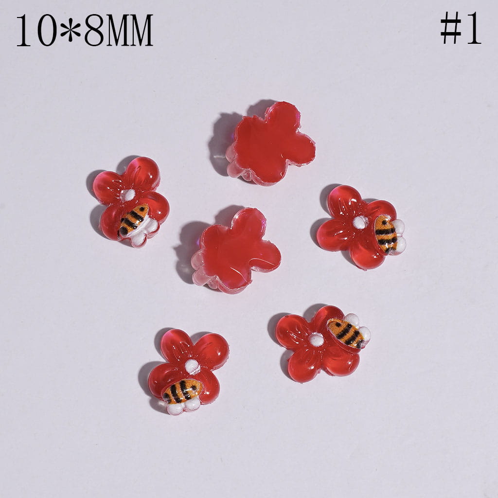 Adorable Mini Honey Bees and Flowers for DIY Bead Jewelry Accessories, 10*8MM, Multicolor