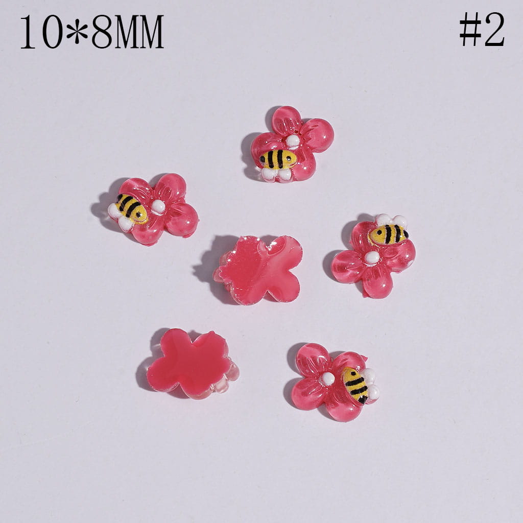 Adorable Mini Honey Bees and Flowers for DIY Bead Jewelry Accessories, 10*8MM, Multicolor