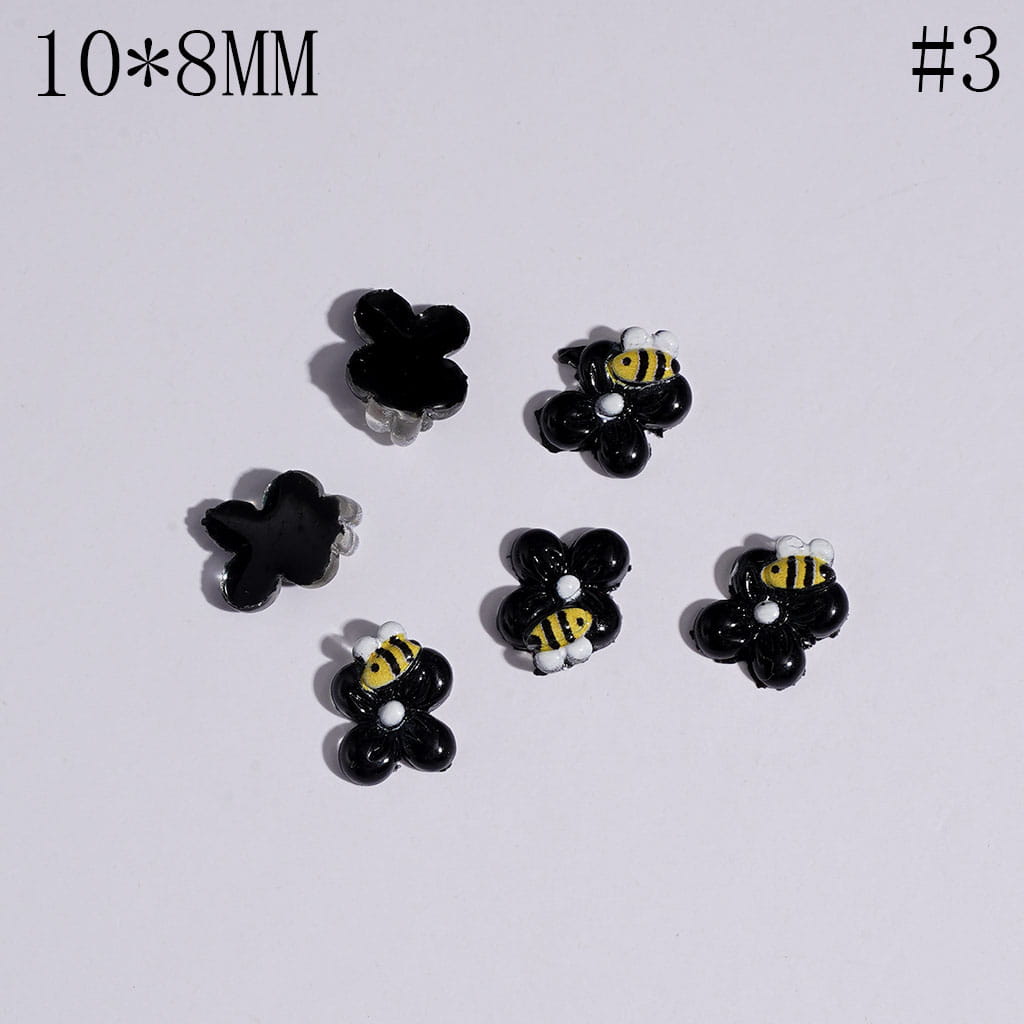 Adorable Mini Honey Bees and Flowers for DIY Bead Jewelry Accessories, 10*8MM, Multicolor