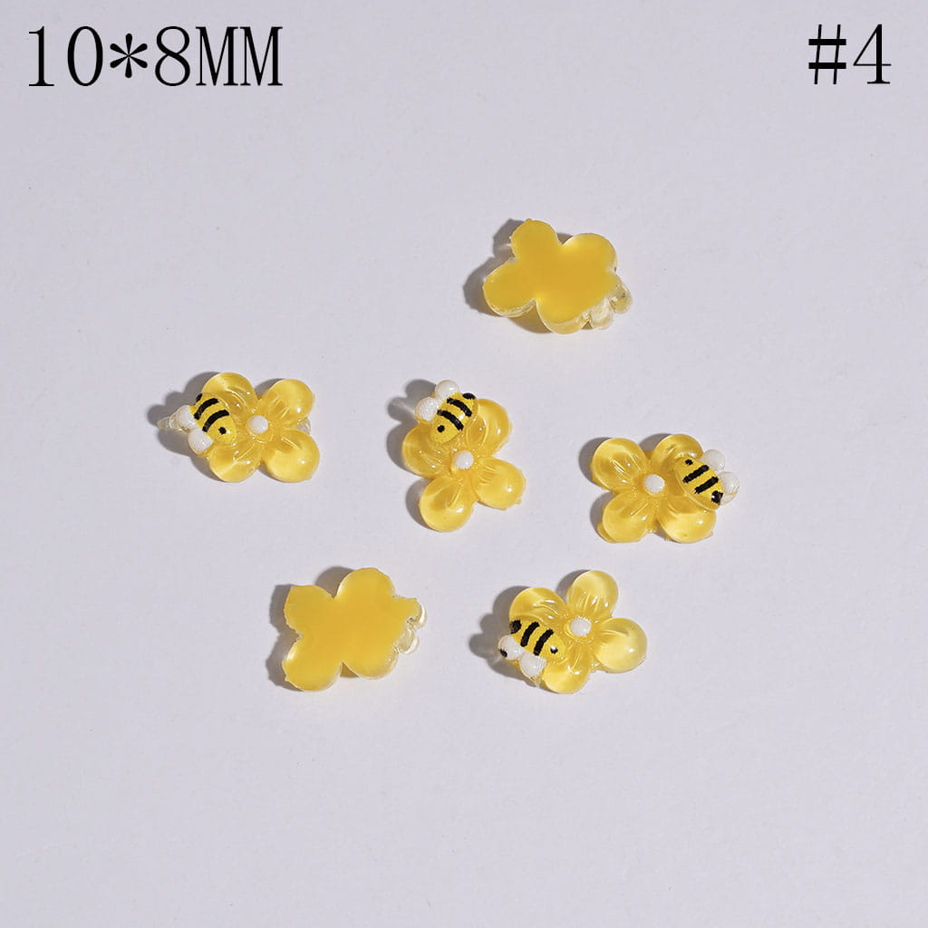 Adorable Mini Honey Bees and Flowers for DIY Bead Jewelry Accessories, 10*8MM, Multicolor