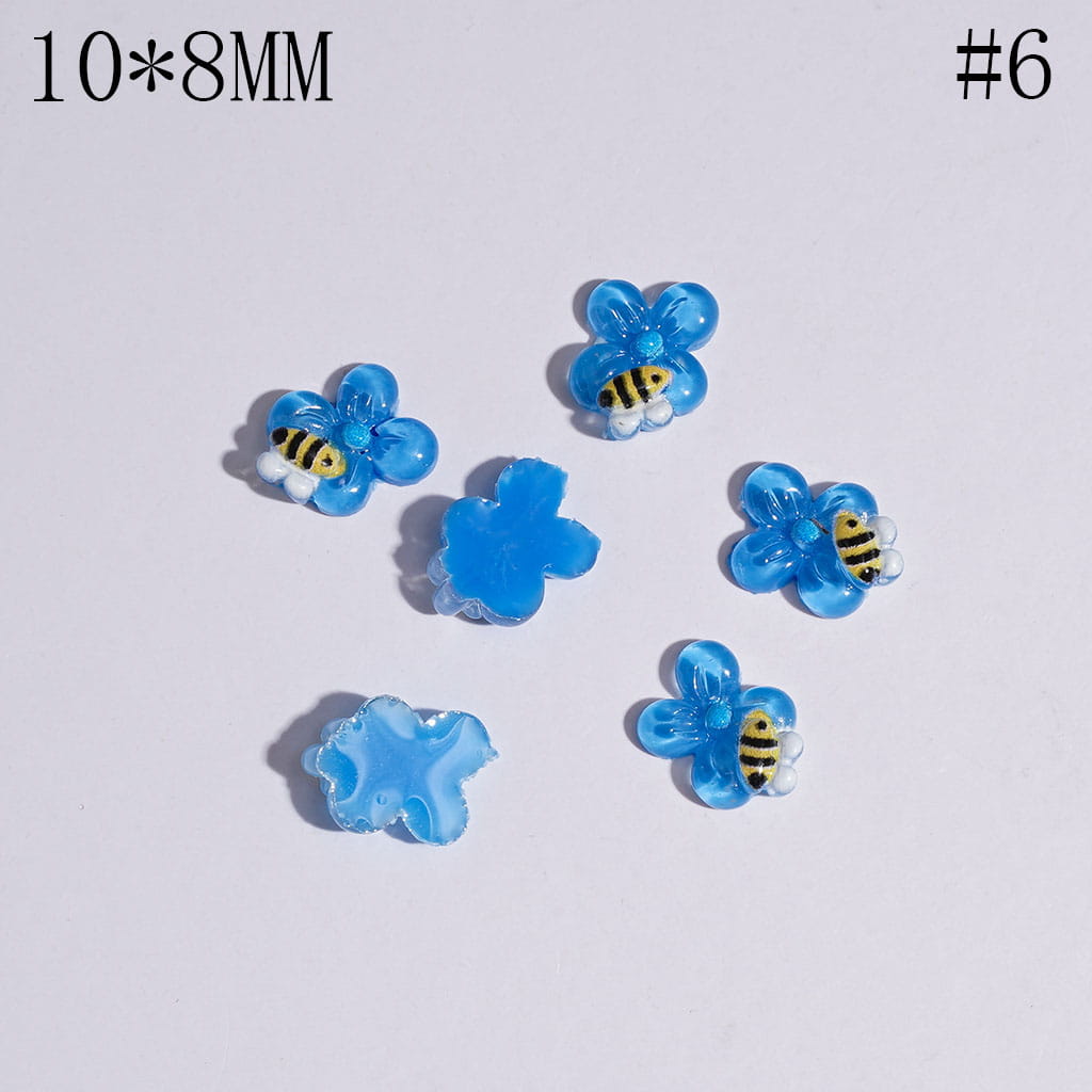 Adorable Mini Honey Bees and Flowers for DIY Bead Jewelry Accessories, 10*8MM, Multicolor