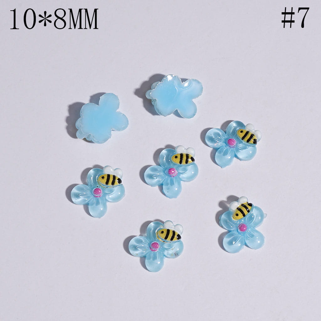 Adorable Mini Honey Bees and Flowers for DIY Bead Jewelry Accessories, 10*8MM, Multicolor