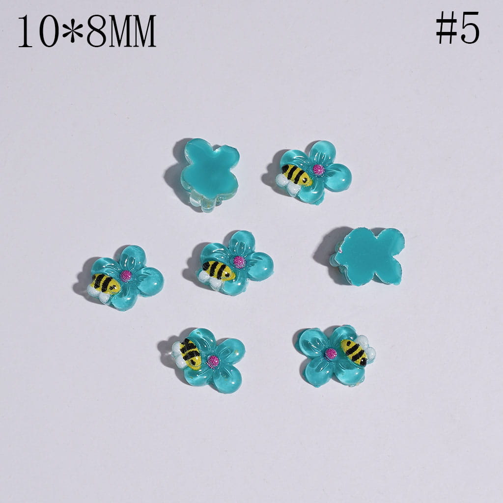 Adorable Mini Honey Bees and Flowers for DIY Bead Jewelry Accessories, 10*8MM, Multicolor