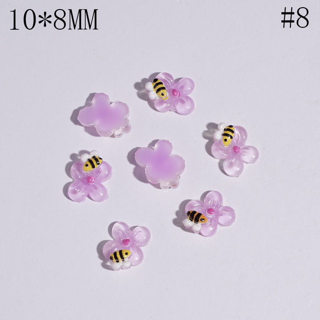 Adorable Mini Honey Bees and Flowers for DIY Bead Jewelry Accessories, 10*8MM, Multicolor