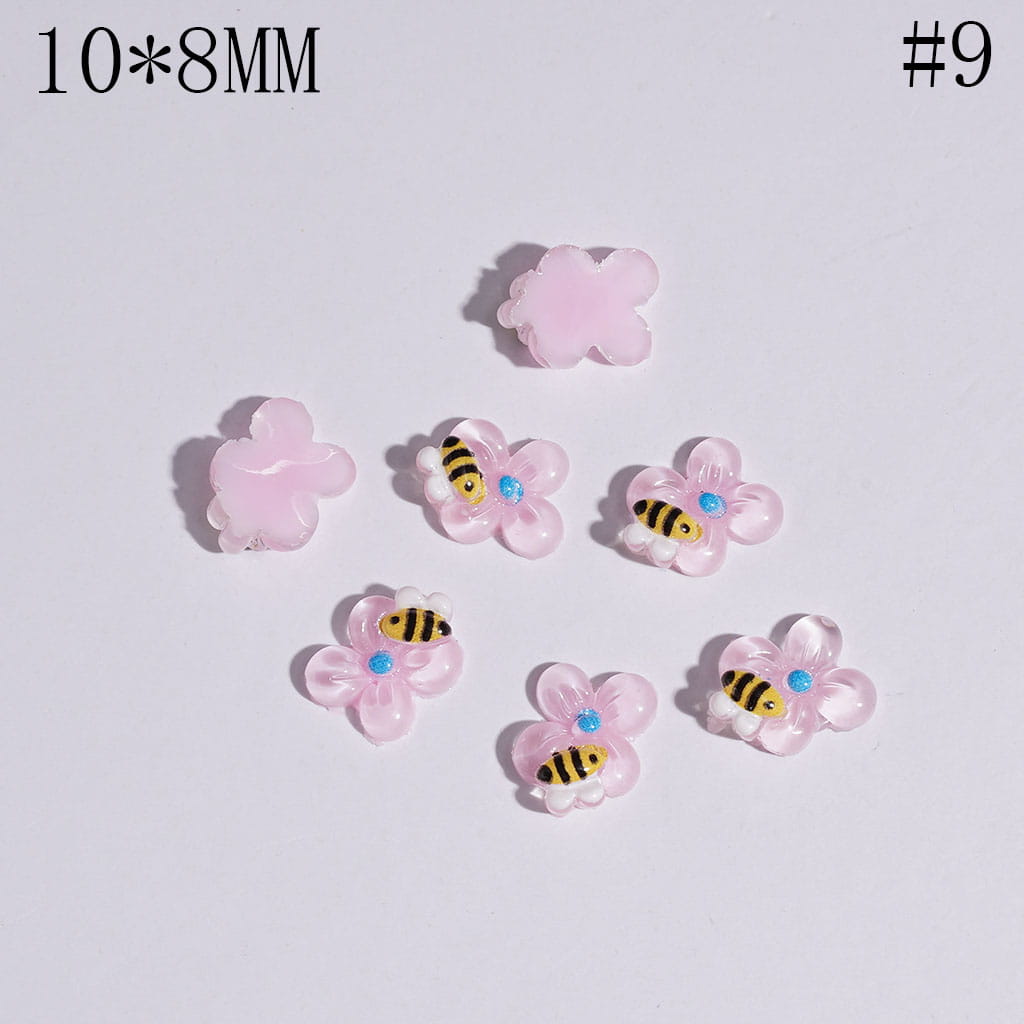 Adorable Mini Honey Bees and Flowers for DIY Bead Jewelry Accessories, 10*8MM, Multicolor