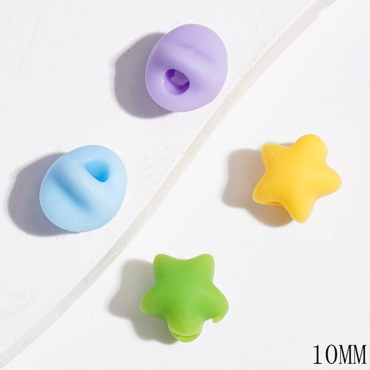 Cute Matte Rubber-Touch Mini Star Shape Acrylic Beads for DIY Jewelry Accessories, 10MM, Multicolor, Random Mix