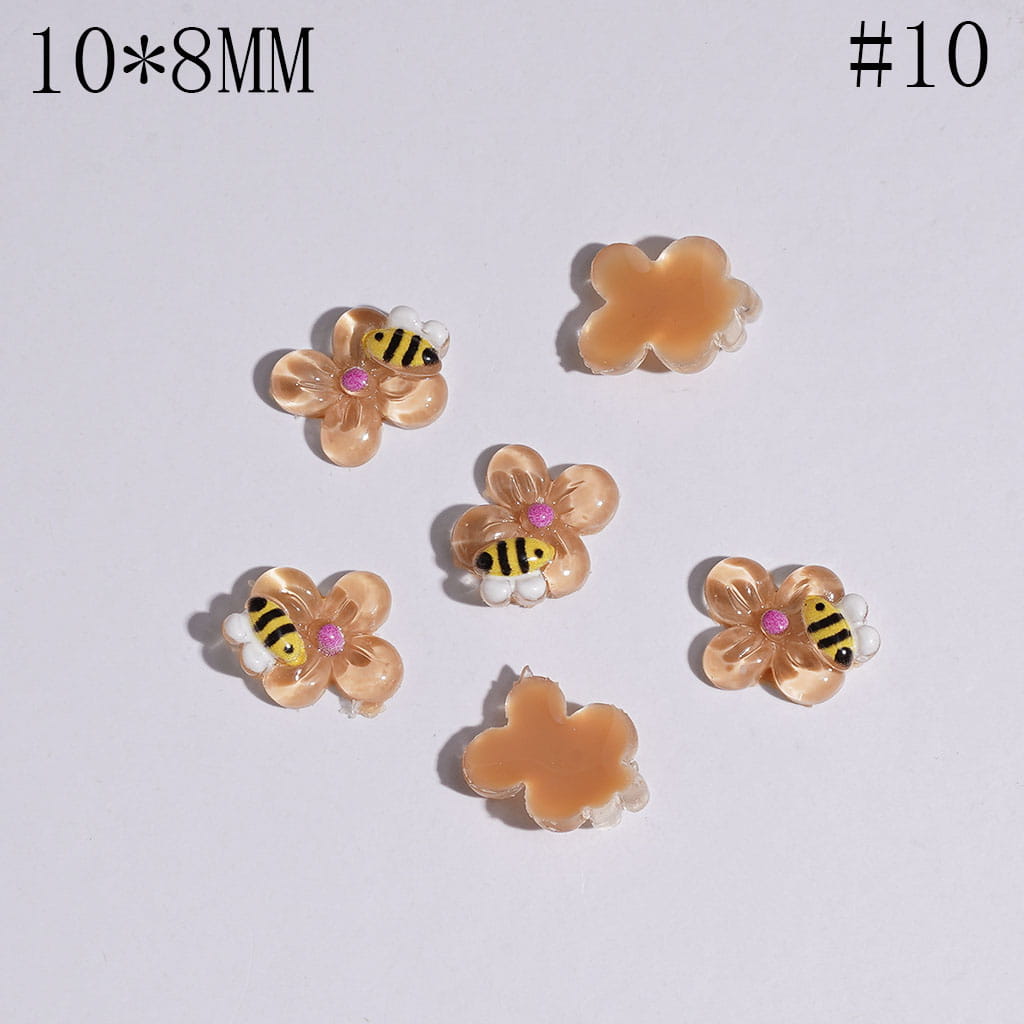 Adorable Mini Honey Bees and Flowers for DIY Bead Jewelry Accessories, 10*8MM, Multicolor