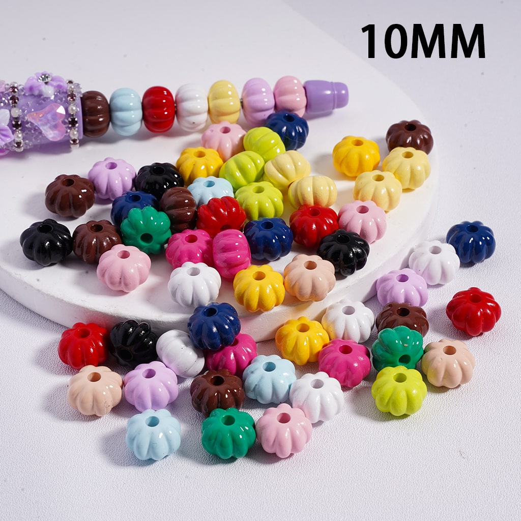 Mini Pumpkin Shaped Acrylic Beads Solid Color or Mixed 10MM (Single Color Available for 500pcs Whole Bag Only)