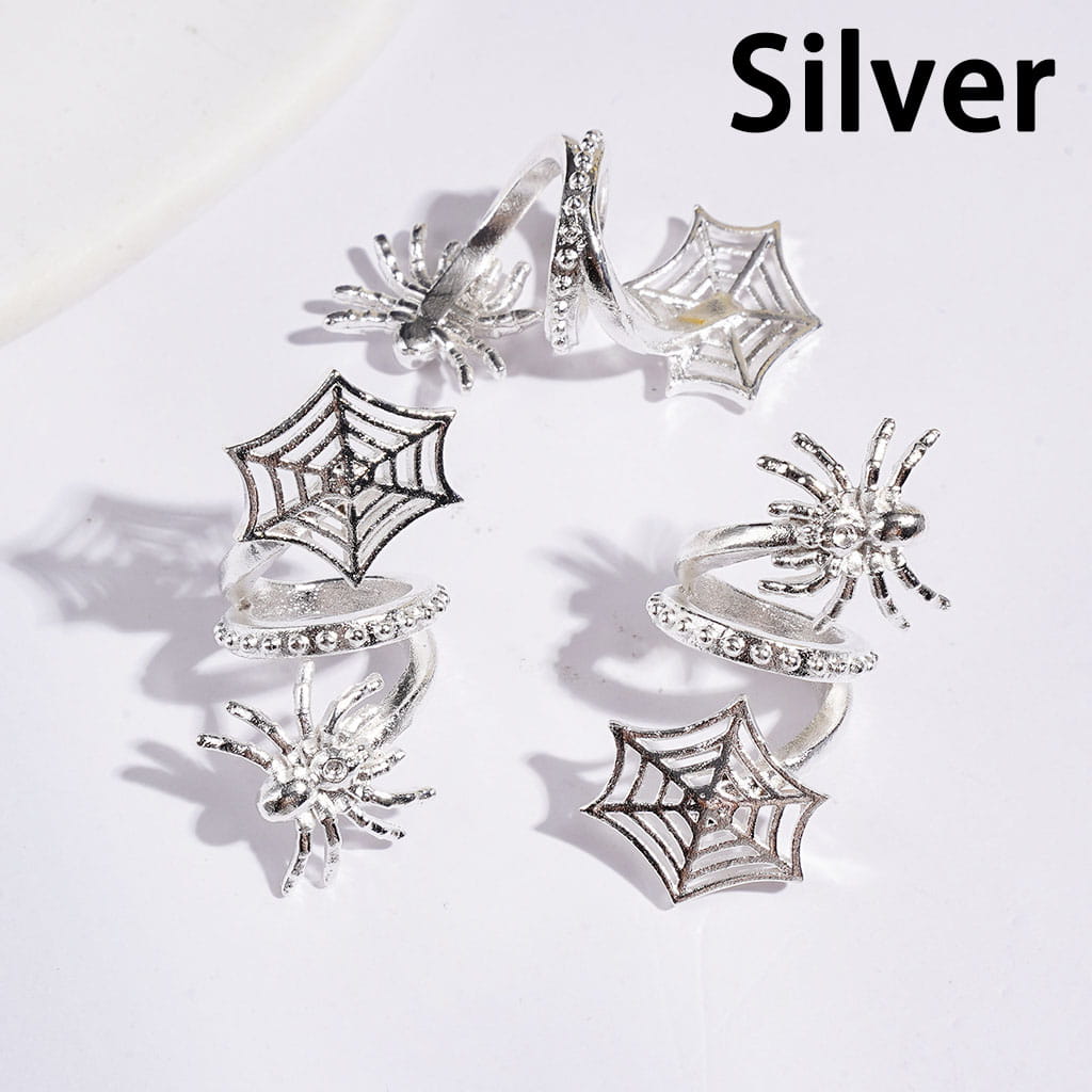 Trendy Twisted Spiral Spider & Spider Web Alloy Jewelry Accessories, Gold & Silver Colors, Random Mix