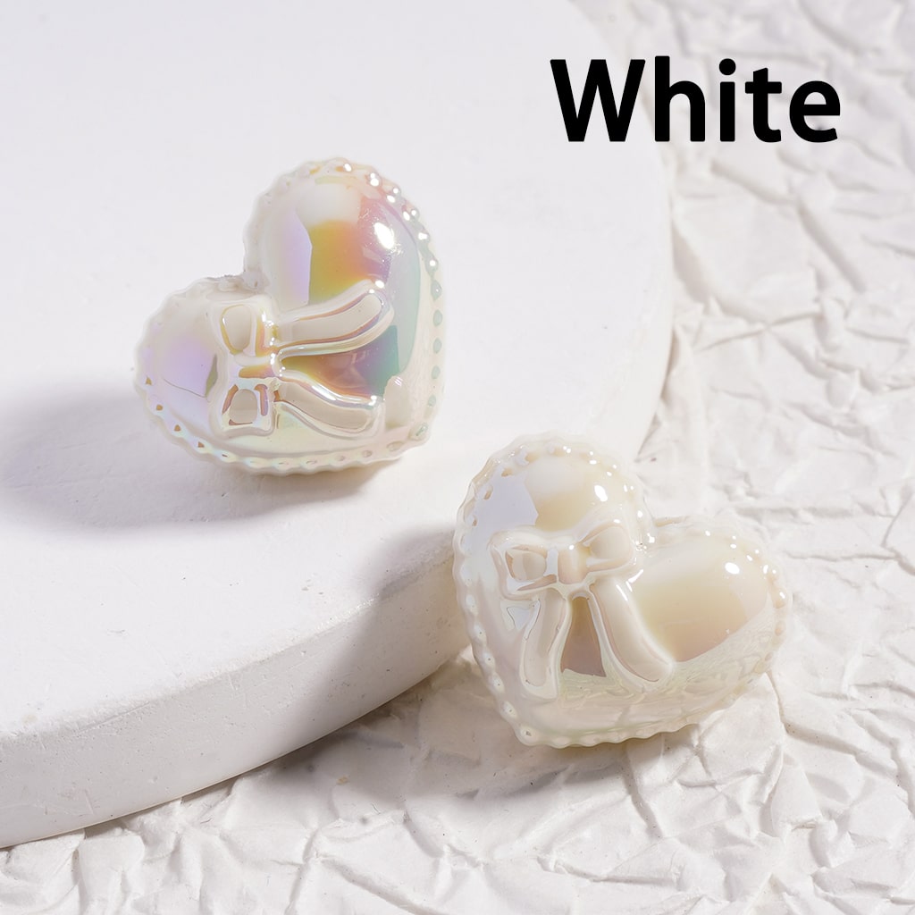 UV Coated Shiny Heart Shape with Bowknot, Multi Color Acrylic Beads 17*20mm(Single Color is available for 200pcs(whole bag)Only)