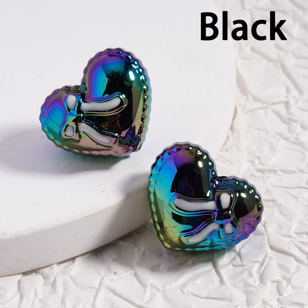 UV Coated Shiny Heart Shape with Bowknot, Multi Color Acrylic Beads 17*20mm(Single Color is available for 200pcs(whole bag)Only)