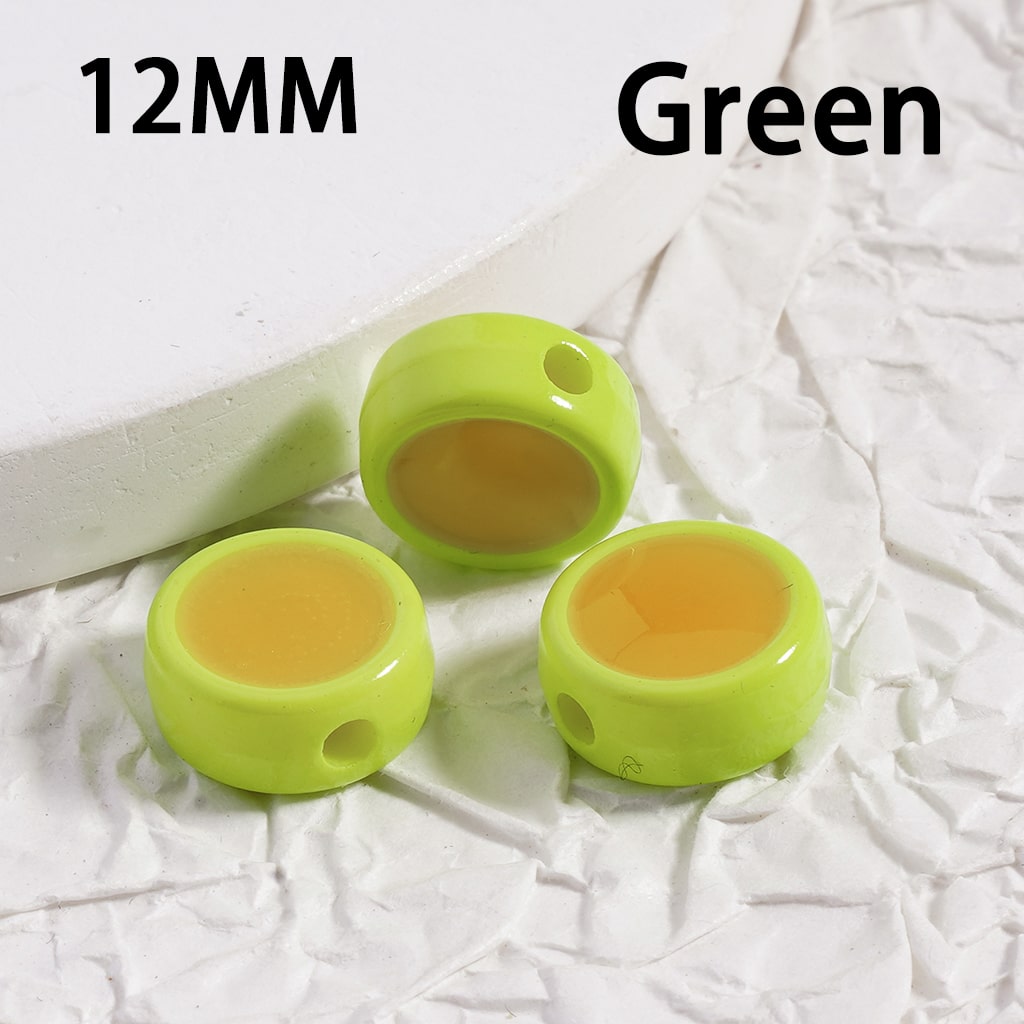 Luminous Mini Cute Flat Round Multi Color Acrylic Beads 12MM Jewelry Making Supplies (Single Color is available for 500pcs(whole bag)Only)