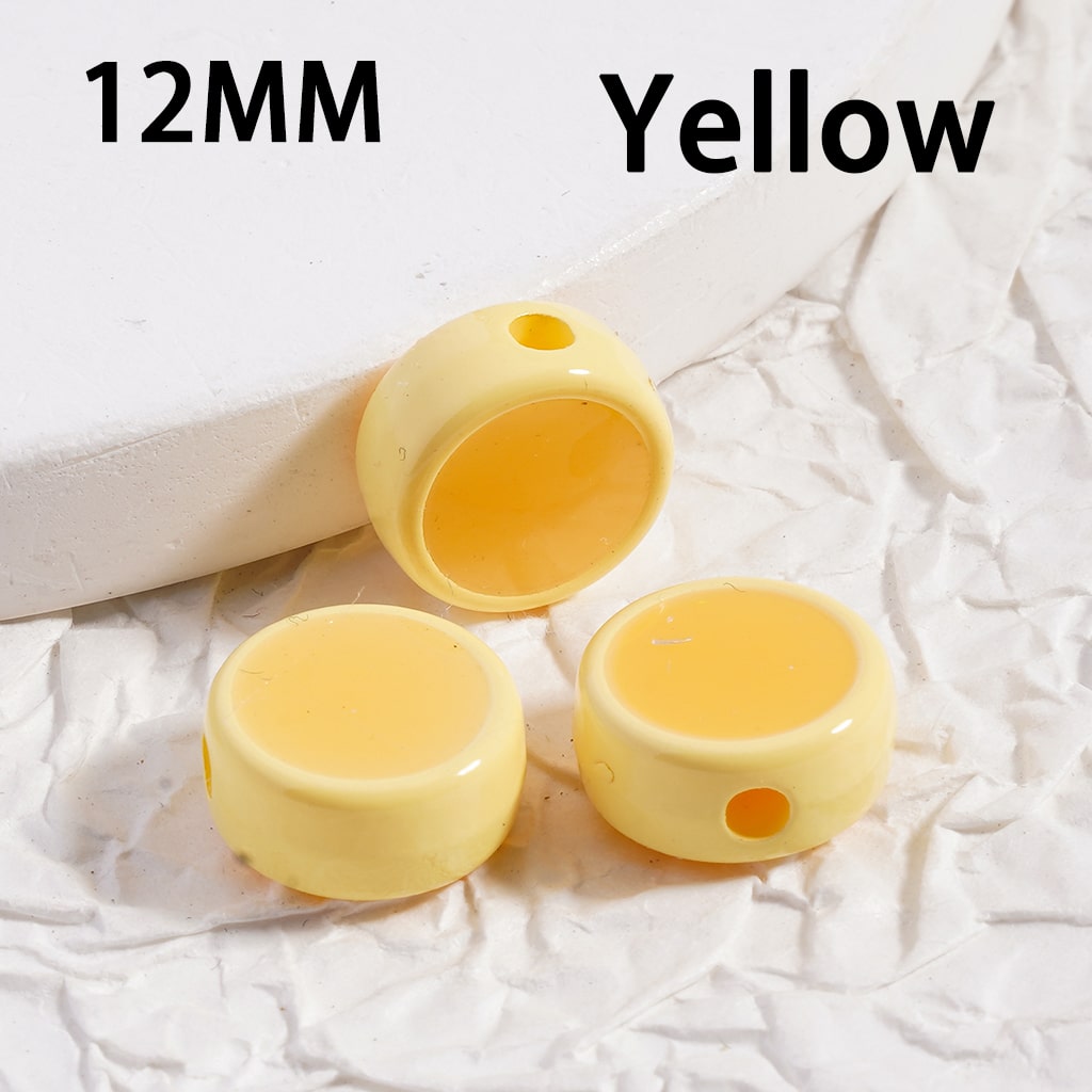 Luminous Mini Cute Flat Round Multi Color Acrylic Beads 12MM Jewelry Making Supplies (Single Color is available for 500pcs(whole bag)Only)
