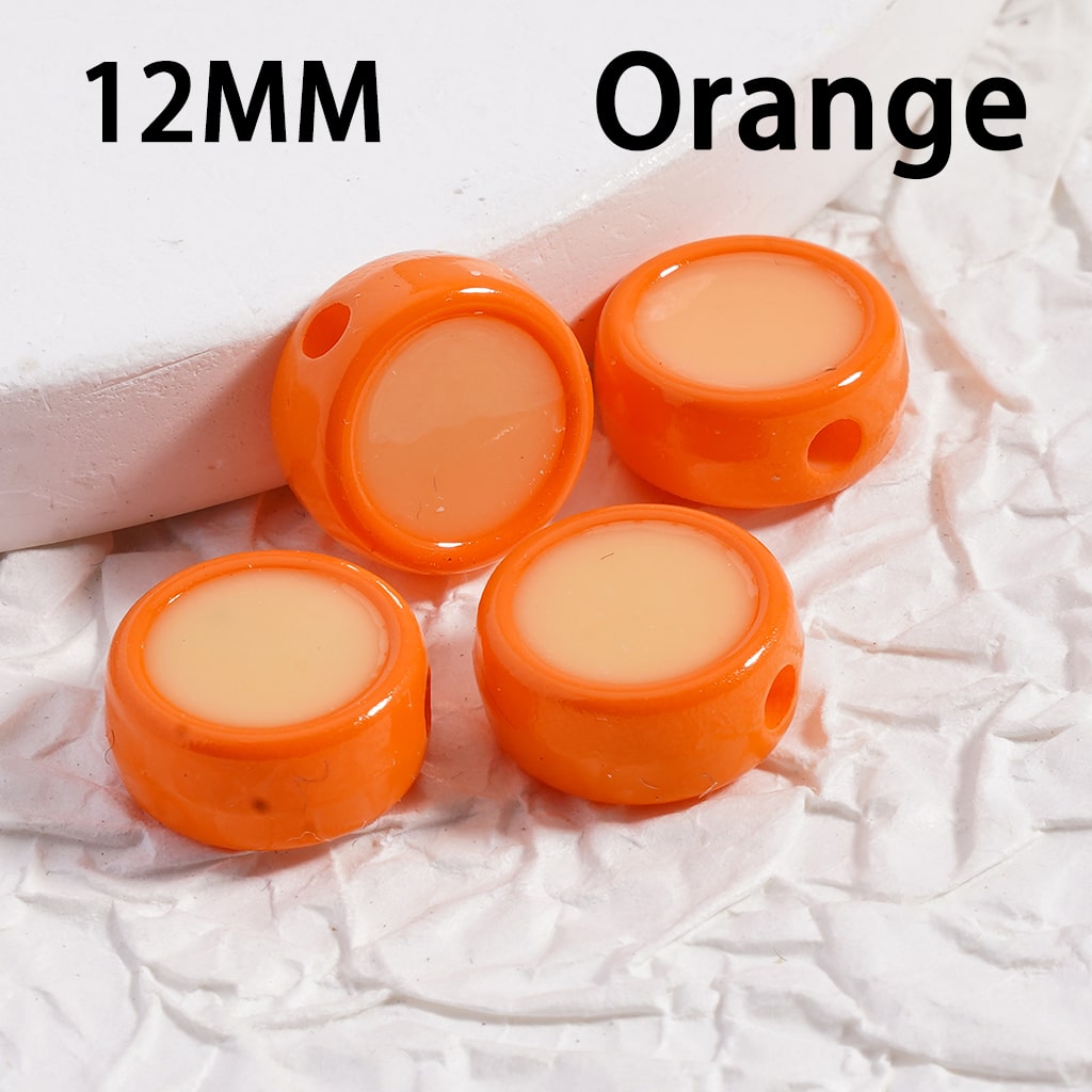 Luminous Mini Cute Flat Round Multi Color Acrylic Beads 12MM Jewelry Making Supplies (Single Color is available for 500pcs(whole bag)Only)