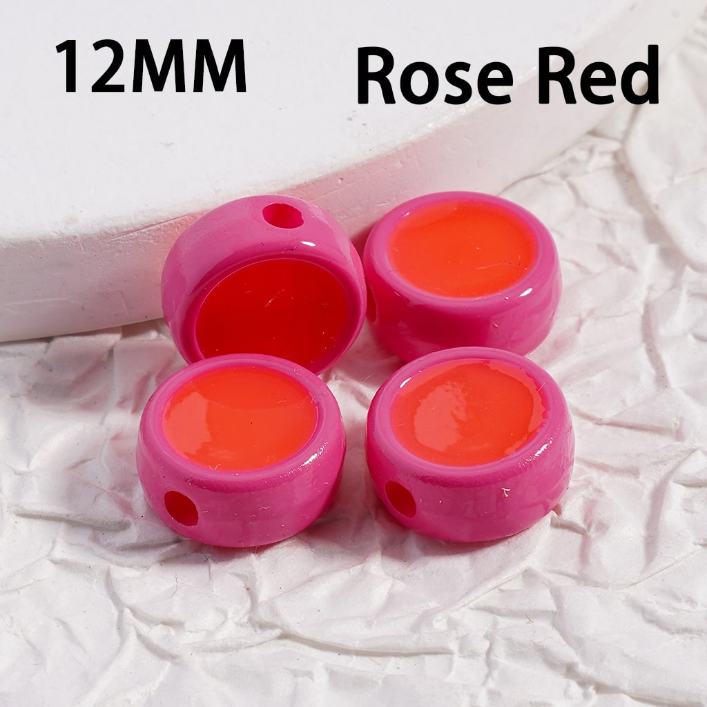 Luminous Mini Cute Flat Round Multi Color Acrylic Beads 12MM Jewelry Making Supplies (Single Color is available for 500pcs(whole bag)Only)