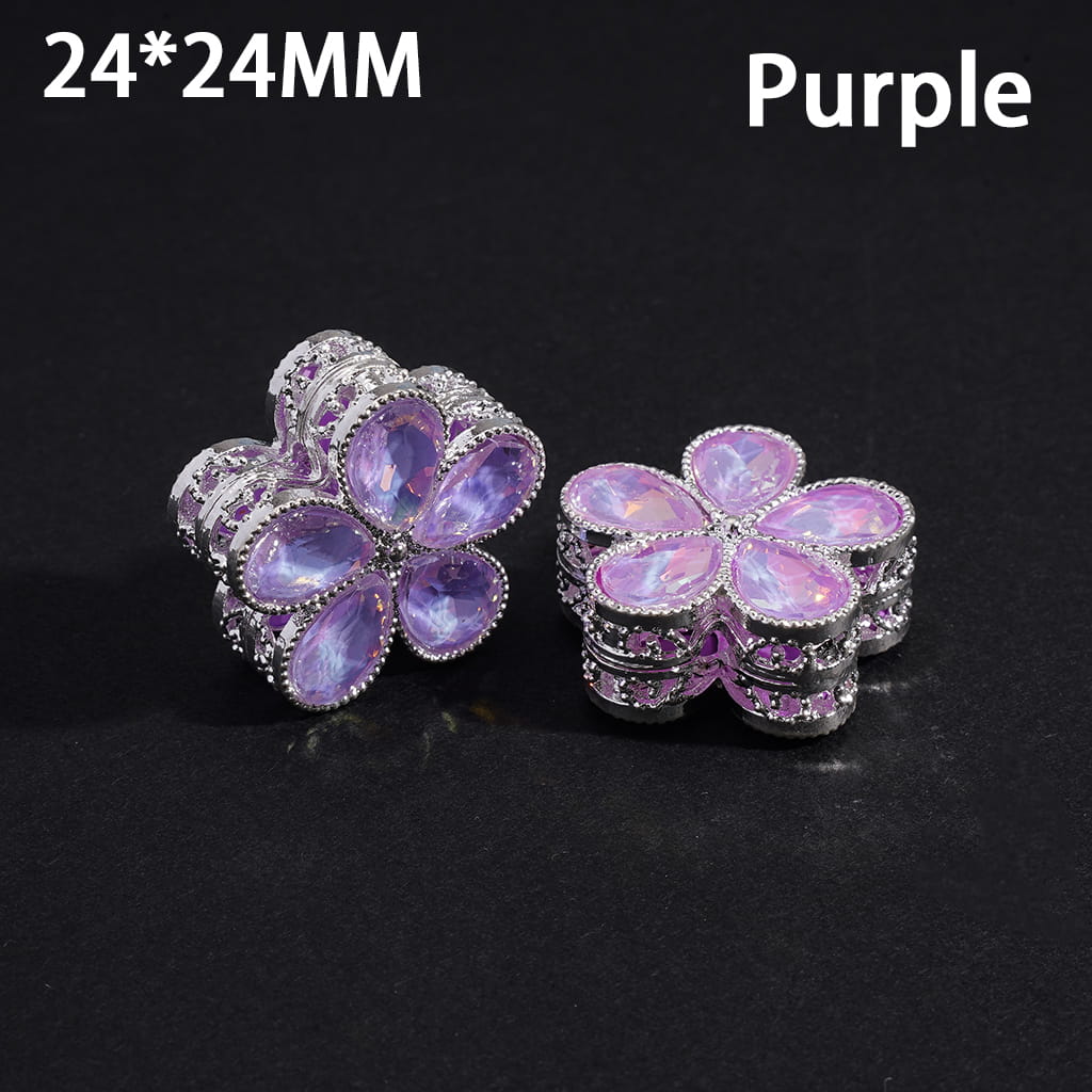 Shiny Water-Drop Shape Alloy Flower Exquisite Silver Rhinestones 24*24MM