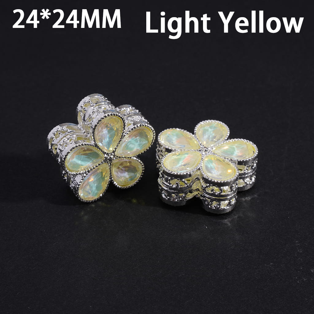 Shiny Water-Drop Shape Alloy Flower Exquisite Silver Rhinestones 24*24MM