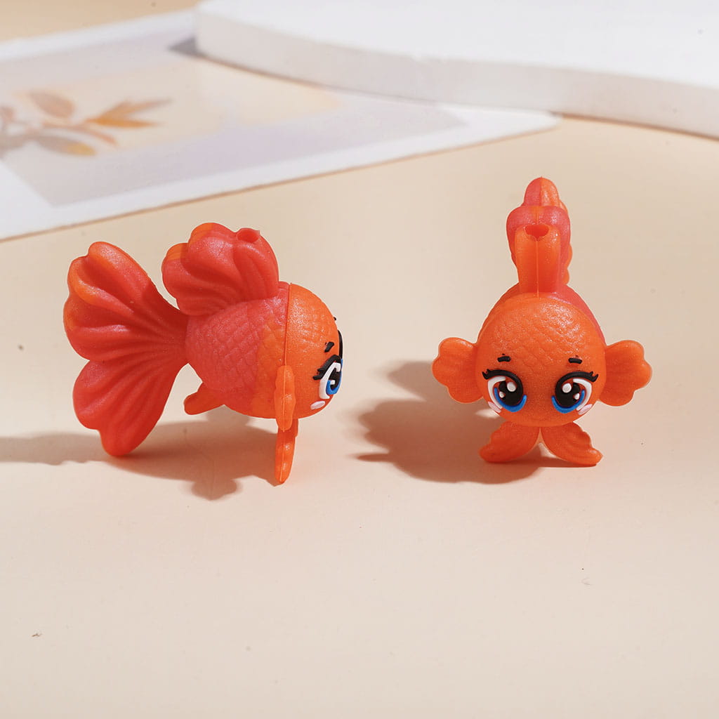 3D Cute Goldfish Silicone Focal Beads, 25*33MM, Assorted Colors, Random Mix