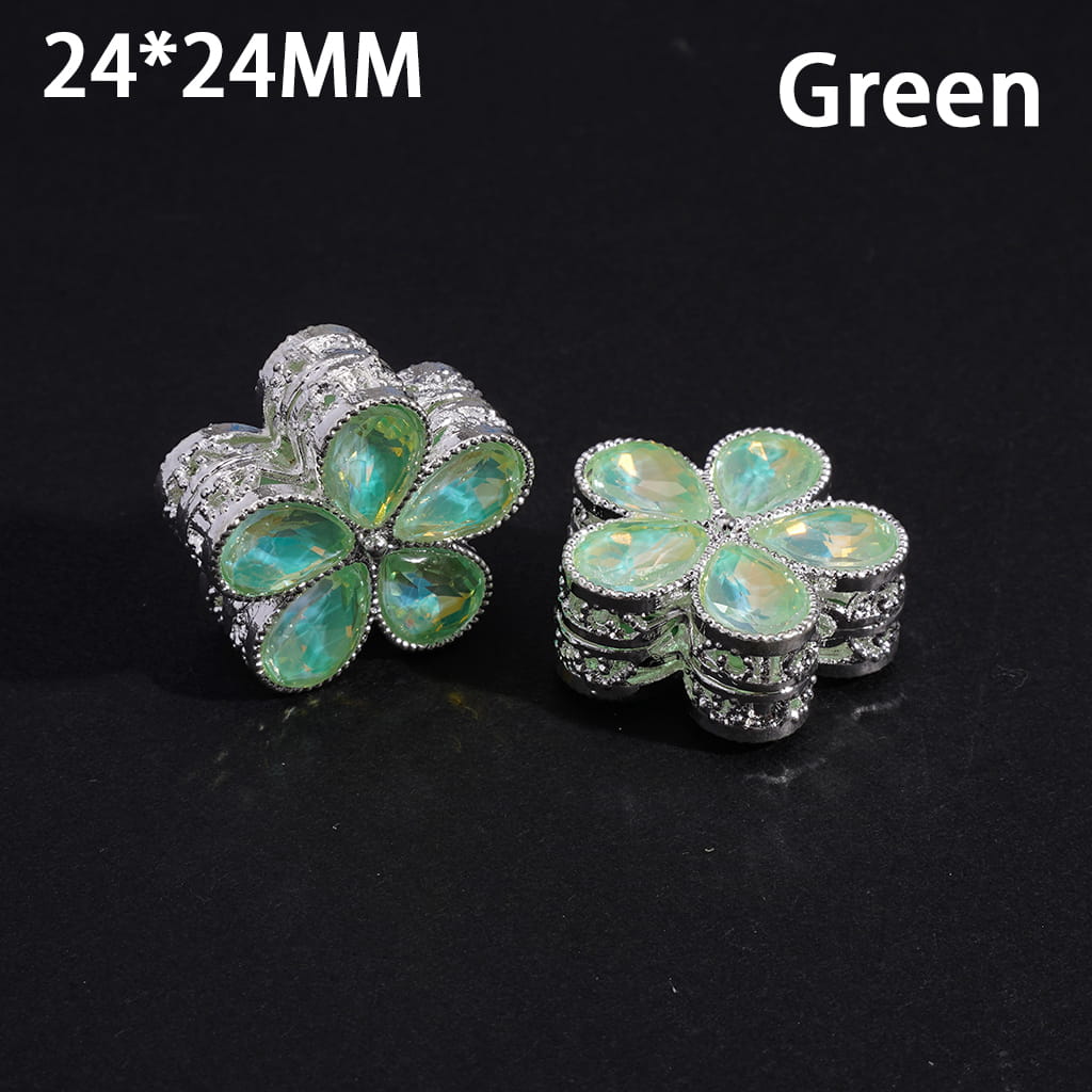 Shiny Water-Drop Shape Alloy Flower Exquisite Silver Rhinestones 24*24MM