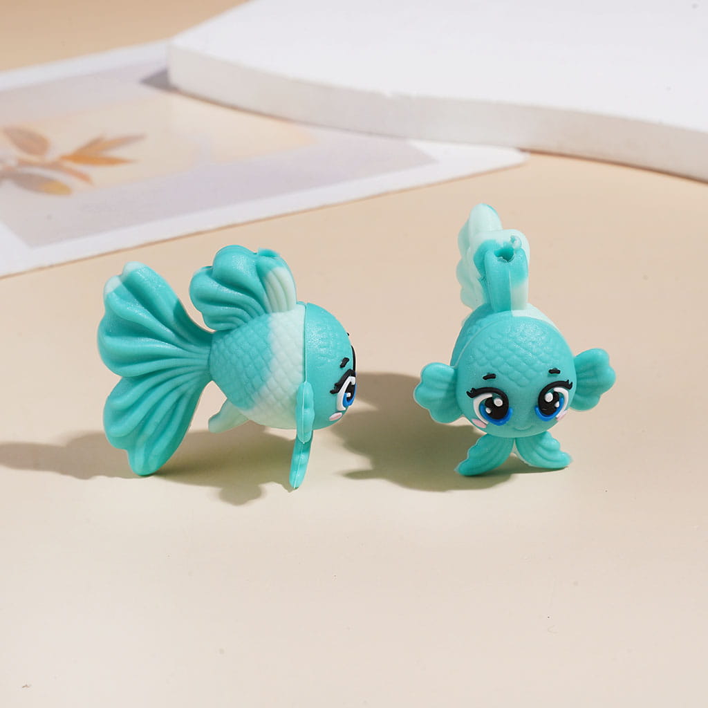 3D Cute Goldfish Silicone Focal Beads, 25*33MM, Assorted Colors, Random Mix