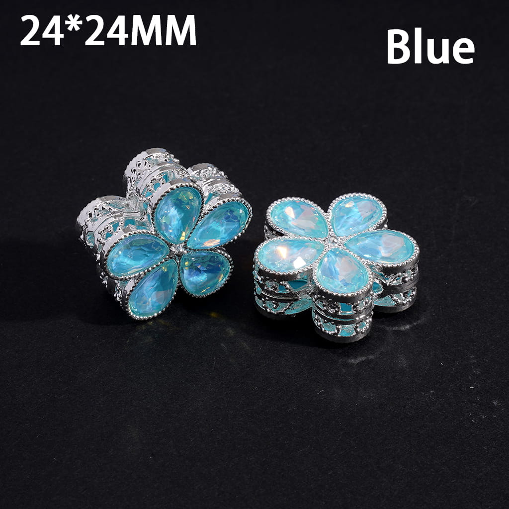 Shiny Water-Drop Shape Alloy Flower Exquisite Silver Rhinestones 24*24MM