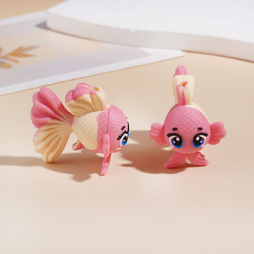 3D Cute Goldfish Silicone Focal Beads, 25*33MM, Assorted Colors, Random Mix