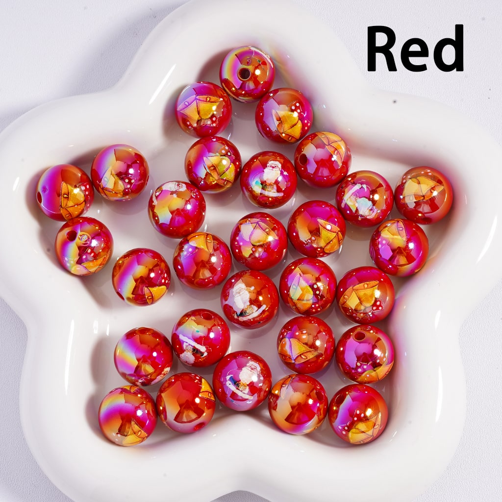 Christmas Santa in Sled, Christmas Red Hat Elk, Candy Cane & Bell Motifs, Multi Color Mix 16MM Acrylic Beads (Single Color is available for 200pcs(whole bag)Only)