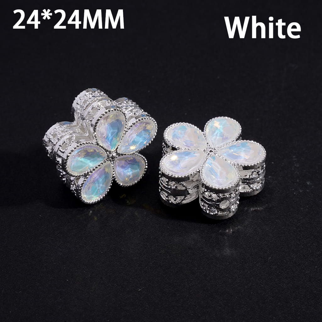 Shiny Water-Drop Shape Alloy Flower Exquisite Silver Rhinestones 24*24MM