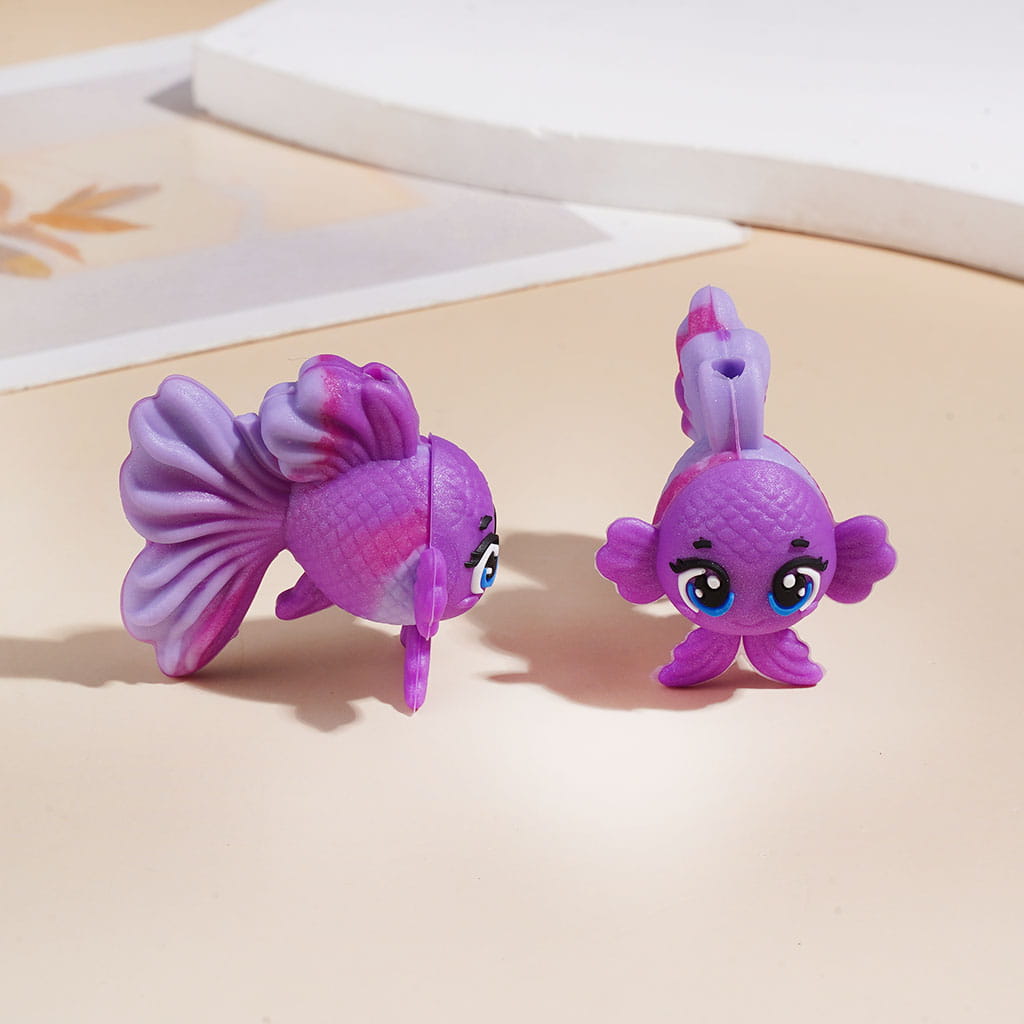 3D Cute Goldfish Silicone Focal Beads, 25*33MM, Assorted Colors, Random Mix