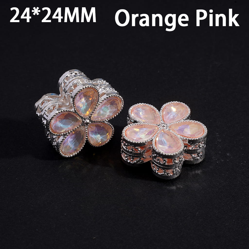 Shiny Water-Drop Shape Alloy Flower Exquisite Silver Rhinestones 24*24MM