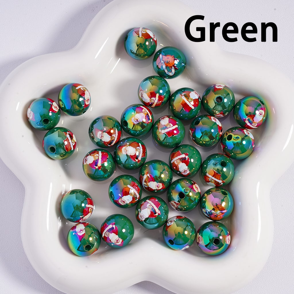 Christmas Santa in Sled, Christmas Red Hat Elk, Candy Cane & Bell Motifs, Multi Color Mix 16MM Acrylic Beads (Single Color is available for 200pcs(whole bag)Only)