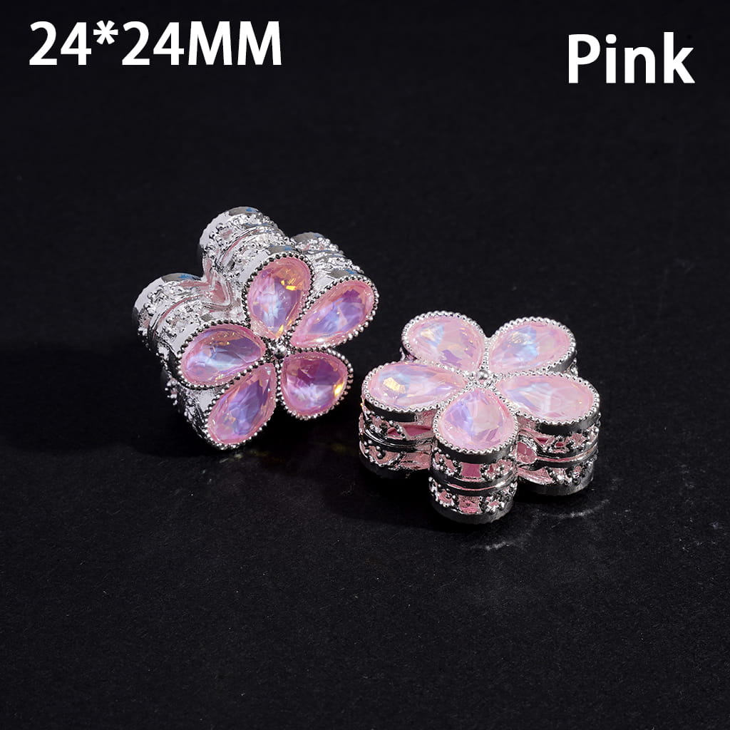 Shiny Water-Drop Shape Alloy Flower Exquisite Silver Rhinestones 24*24MM