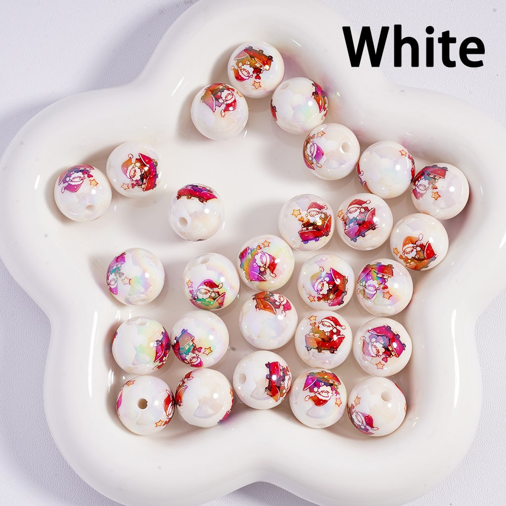 Christmas Santa in Sled, Christmas Red Hat Elk, Candy Cane & Bell Motifs, Multi Color Mix 16MM Acrylic Beads (Single Color is available for 200pcs(whole bag)Only)