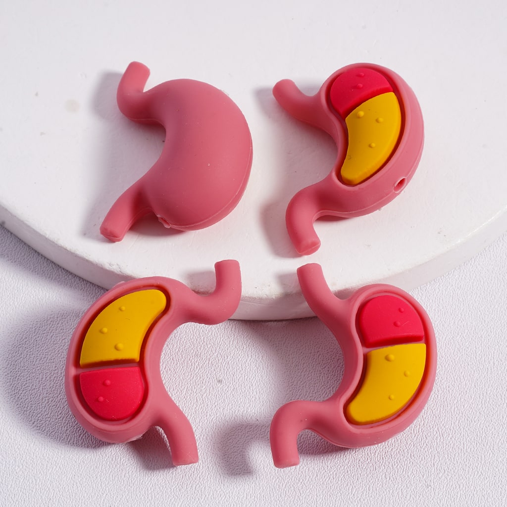3D Vivid Red Heart, Kidney, Lung, Stomach Silicone Focal Beads Random Mix