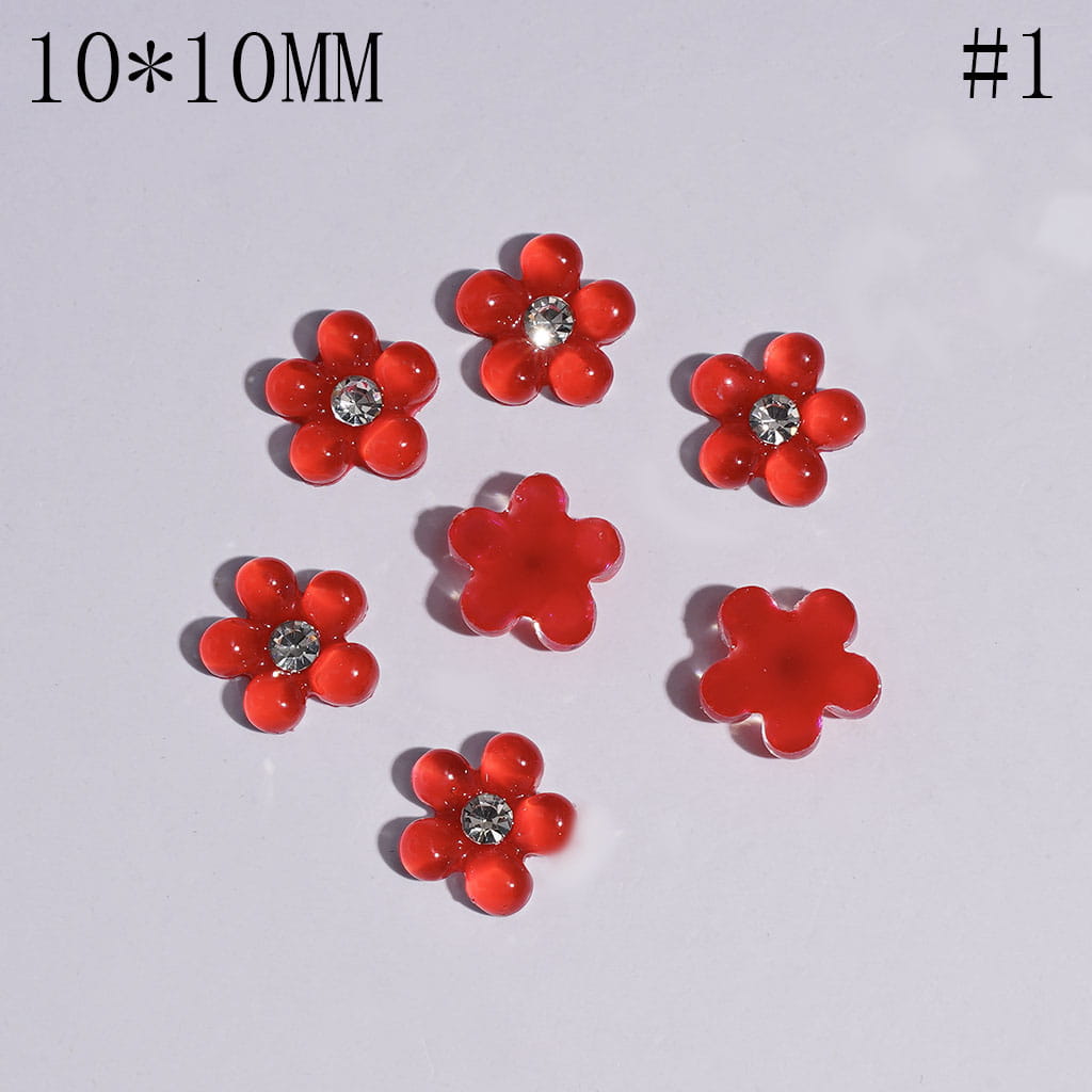 Elegant Mini Pearl Flower Charms with Clear Rhinestones for Jewelry Accessories, 10*10MM, Multicolor