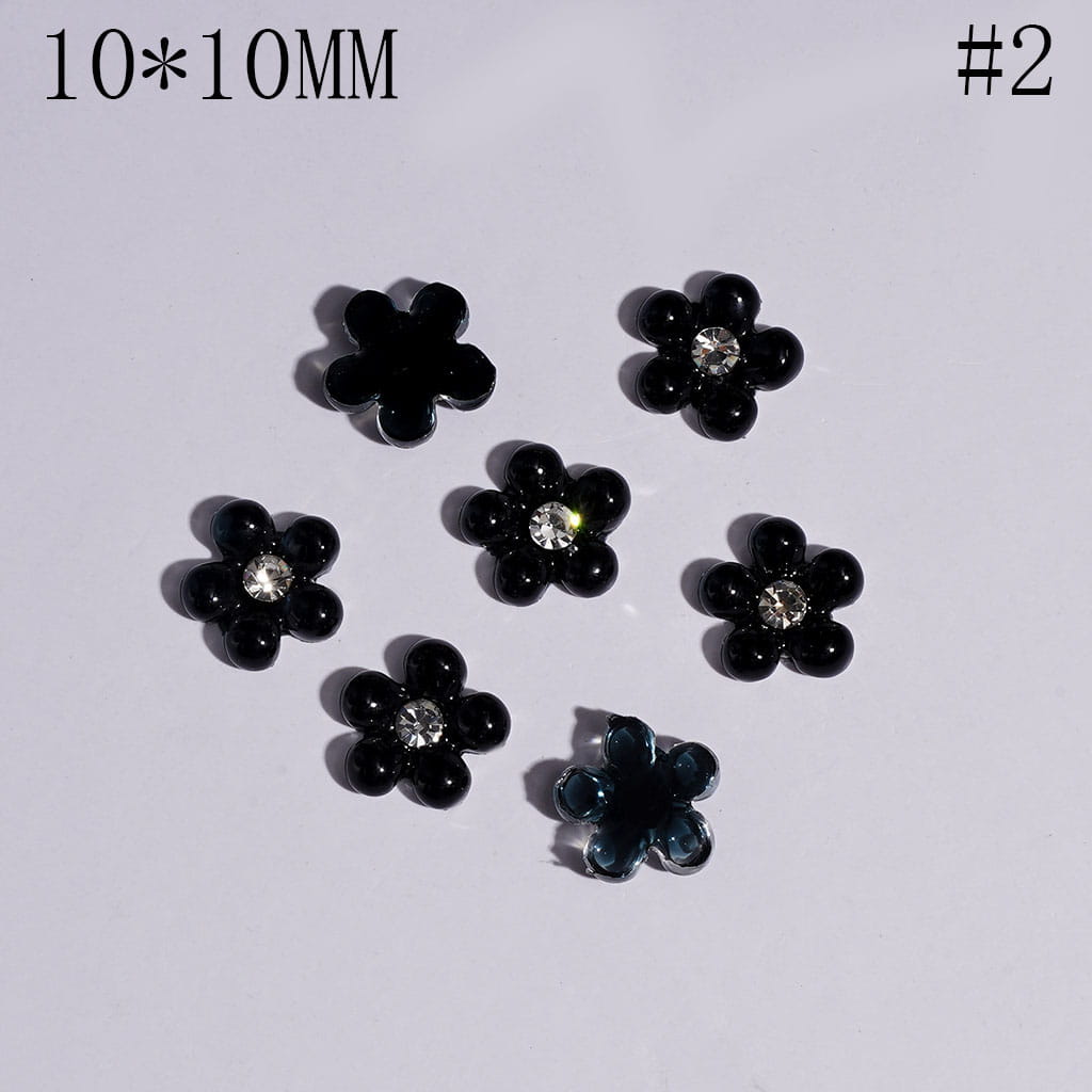 Elegant Mini Pearl Flower Charms with Clear Rhinestones for Jewelry Accessories, 10*10MM, Multicolor