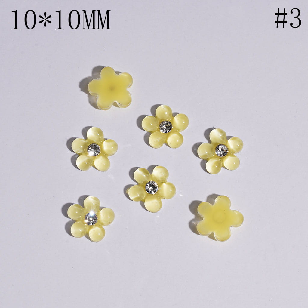 Elegant Mini Pearl Flower Charms with Clear Rhinestones for Jewelry Accessories, 10*10MM, Multicolor